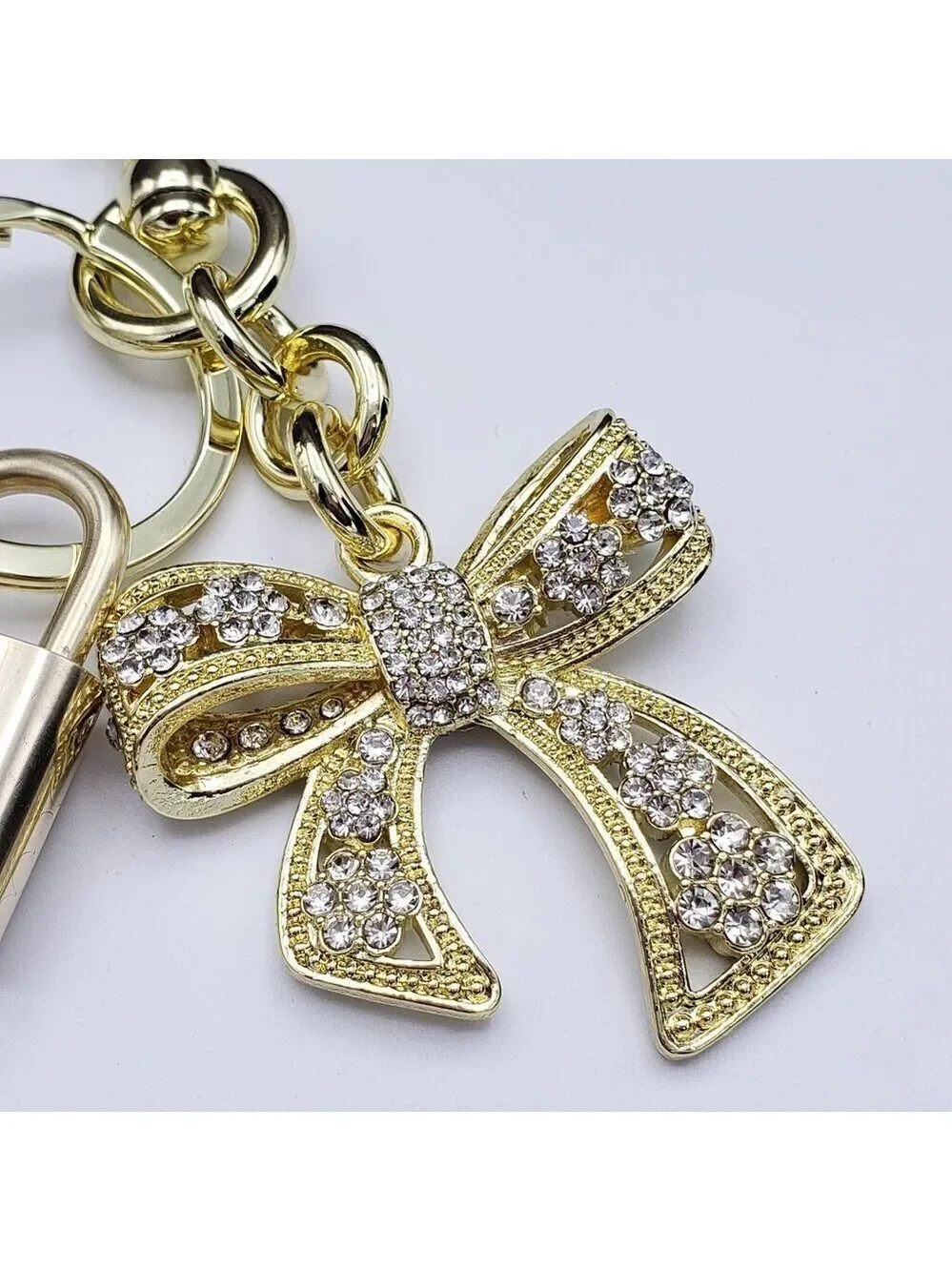 Authentic Louis Vuitton Lock & Key with Unbranded Ribbon Charm, Keychain